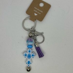 Beaded religious keychains.